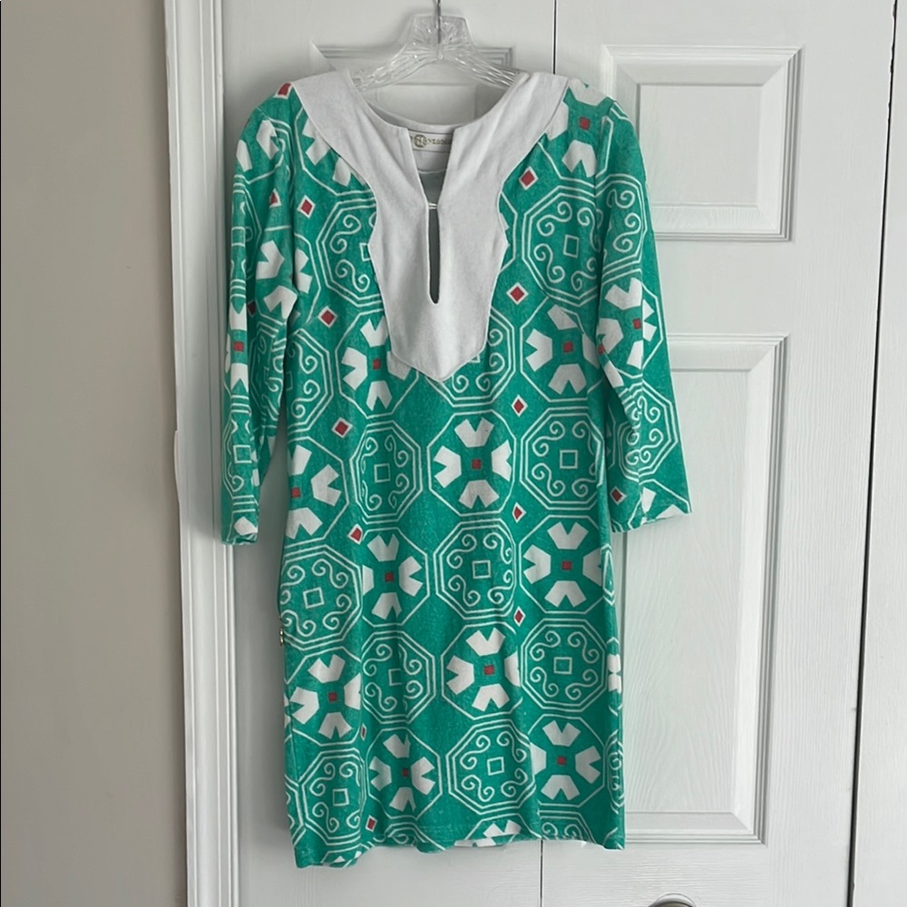 Tracy Negoshian Green and White Swim Coverup